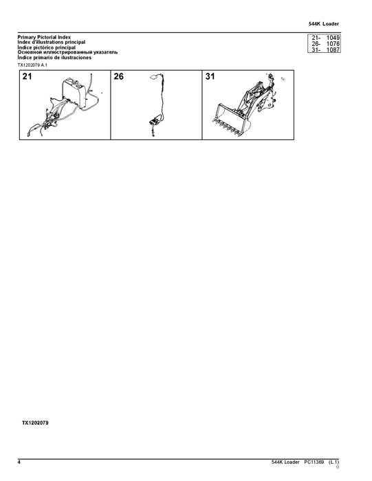 MANUEL DU CATALOGUE DES PIÈCES DE RECHANGE POUR CHARGEUSE JOHN DEERE 544K #1