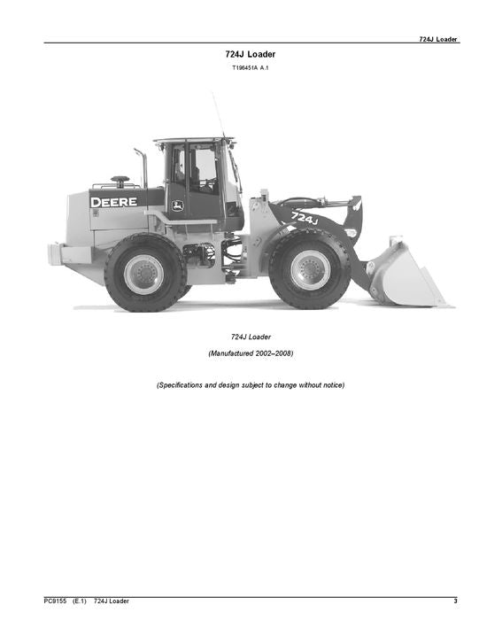 JOHN DEERE 724J LADER ERSATZTEILKATALOGHANDBUCH