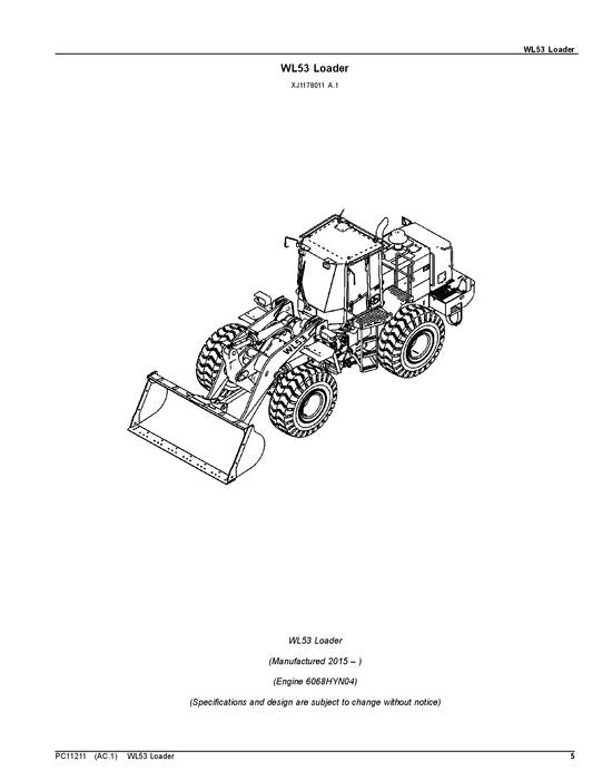 JOHN DEERE WL53 LADER-ERSATZTEILKATALOGHANDBUCH