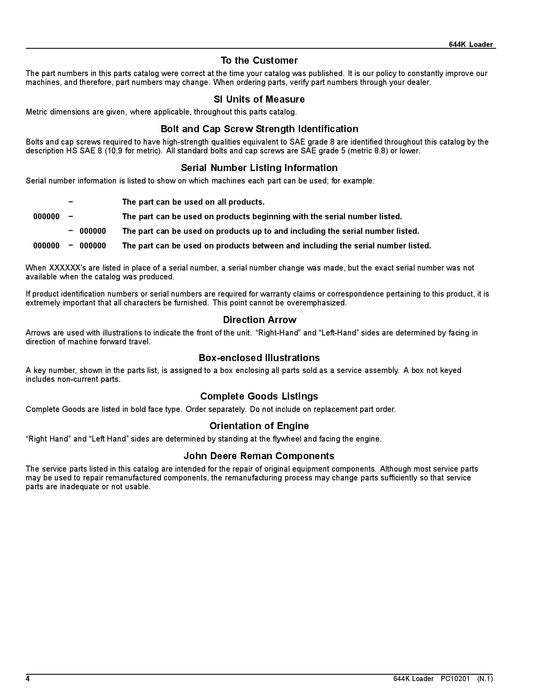 MANUEL DU CATALOGUE DES PIÈCES DE RECHANGE POUR CHARGEUSE JOHN DEERE 644K #2