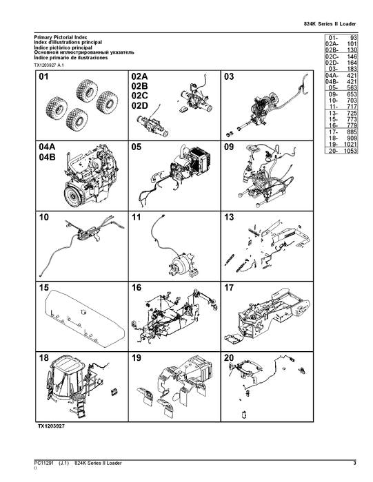 JOHN DEERE 824K SERIES II LOADER PARTS CATALOG MANUAL