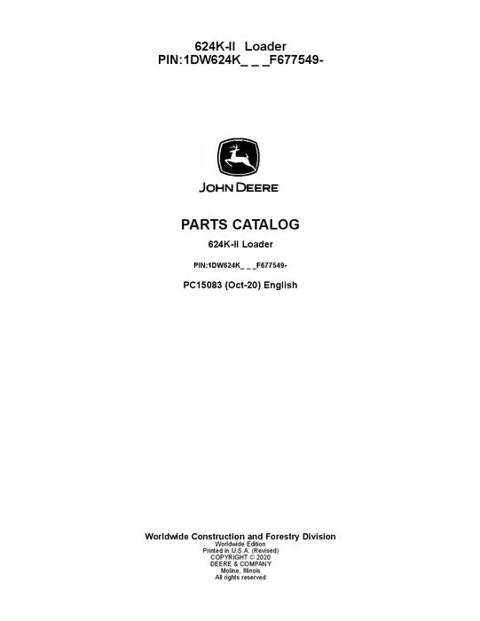 JOHN DEERE 624K SERIES II LOADER PARTS CATALOG MANUAL #2