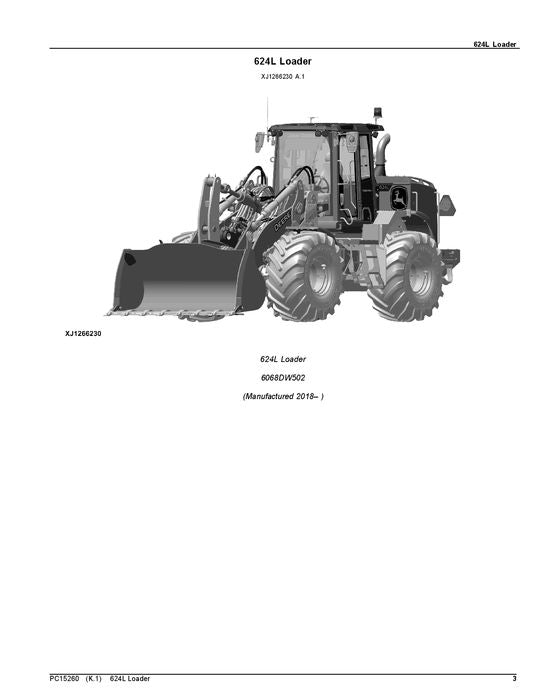 JOHN DEERE 624L LADER ERSATZTEILKATALOGHANDBUCH