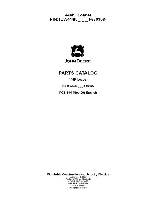 JOHN DEERE 444K LOADER PARTS CATALOG MANUAL #2