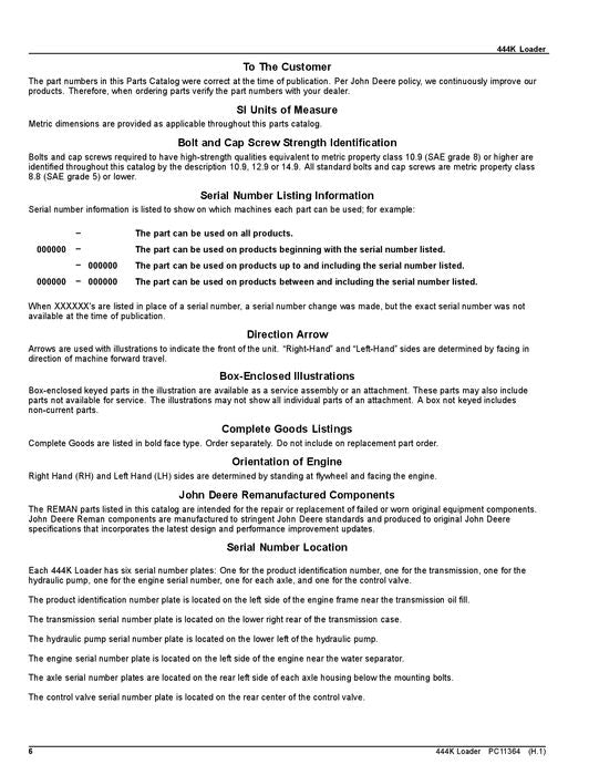 MANUEL DU CATALOGUE DES PIÈCES DE RECHANGE POUR CHARGEUSE JOHN DEERE 444K #2