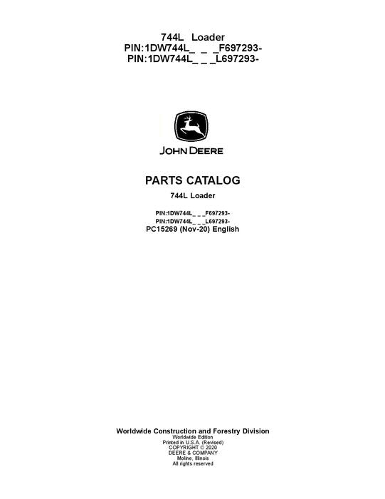 JOHN DEERE 744L LOADER PARTS CATALOG MANUAL #2