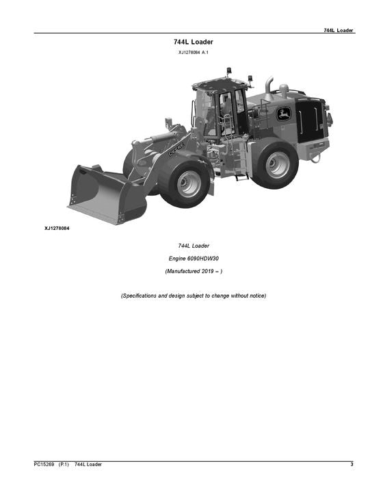 JOHN DEERE 744L LOADER PARTS CATALOG MANUAL #2