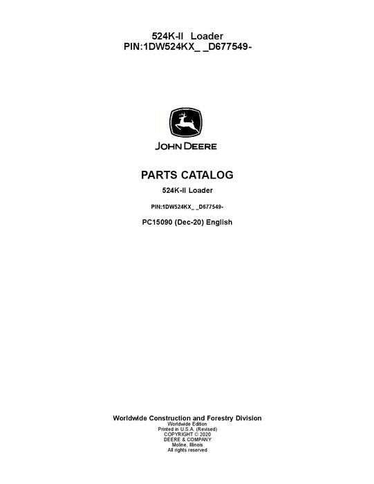 JOHN DEERE 524K SERIES II LOADER PARTS CATALOG MANUAL #2