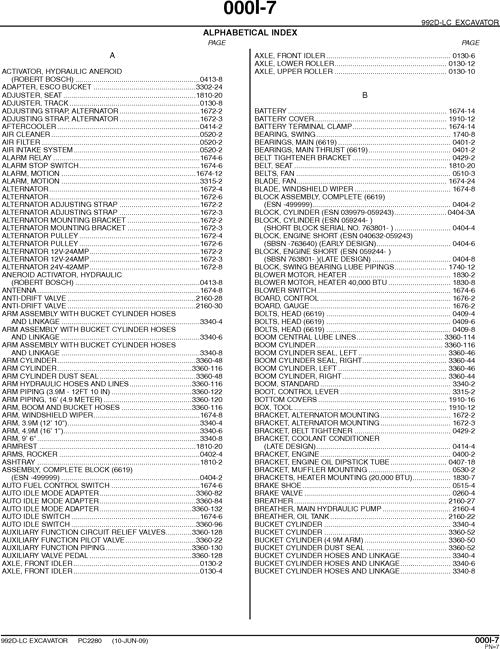 JOHN DEERE 992DLC EXCAVATOR PARTS CATALOG MANUAL