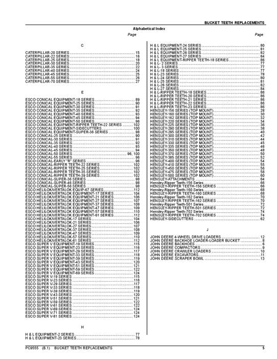 JOHN DEERE BUCKET TEETH REPLACEMENT EXCAVATOR  PARTS CATALOG MANUAL