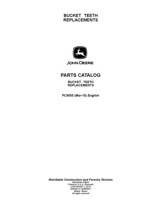 JOHN DEERE BUCKET TEETH REPLACEMENT EXCAVATOR  PARTS CATALOG MANUAL