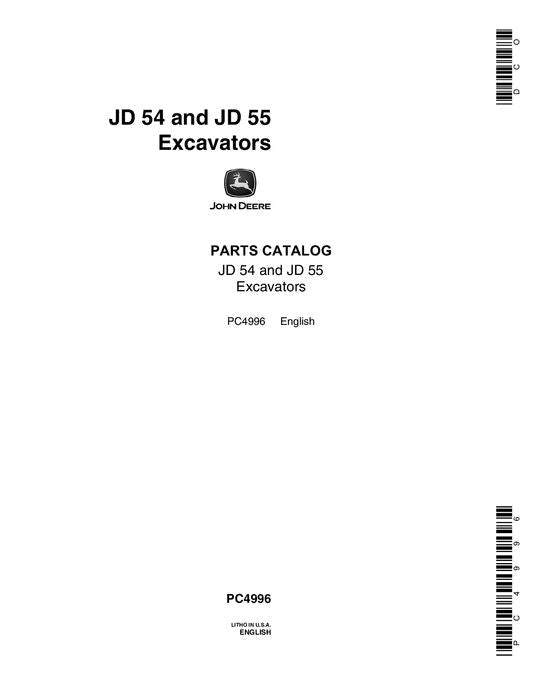 JOHN DEERE  54 55 EXCAVATOR  PARTS CATALOG MANUAL