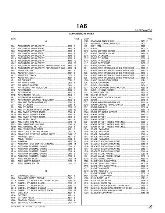 JOHN DEERE 70 EXCAVATOR PARTS CATALOG MANUAL