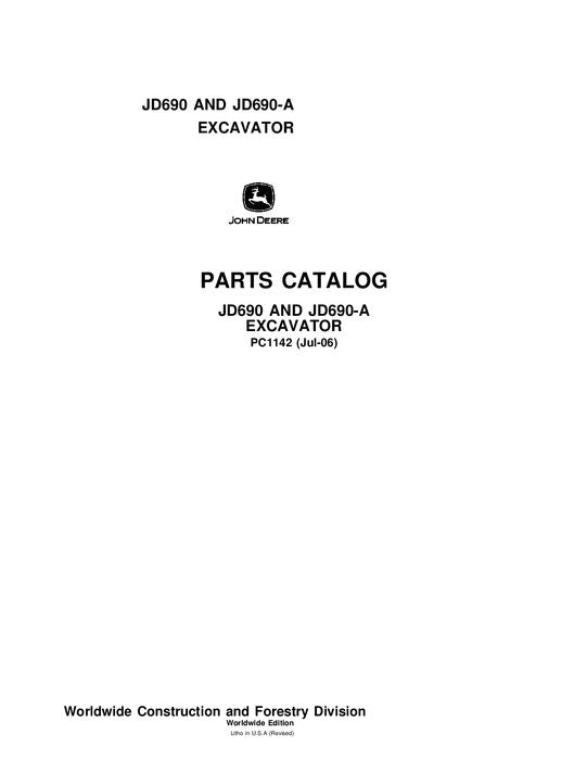 JOHN DEERE 690 690A EXCAVATOR  PARTS CATALOG MANUAL