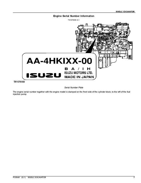 JOHN DEERE 850DLC BAGGER-TEILEKATALOGHANDBUCH