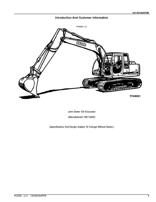 MANUEL DU CATALOGUE DES PIÈCES DÉTACHÉES DE L'EXCAVATRICE JOHN DEERE 120