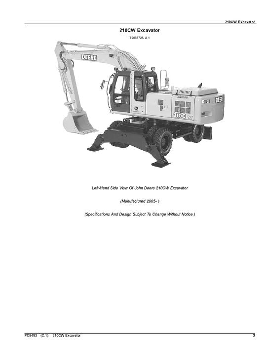 JOHN DEERE 210CW BAGGER-TEILEKATALOGHANDBUCH