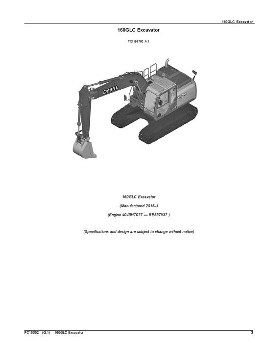 JOHN DEERE 160GLC BAGGER-ERSATZTEILKATALOGHANDBUCH sn F055671--