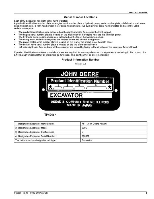 JOHN DEERE 800C BAGGER-ERSATZTEILKATALOGHANDBUCH