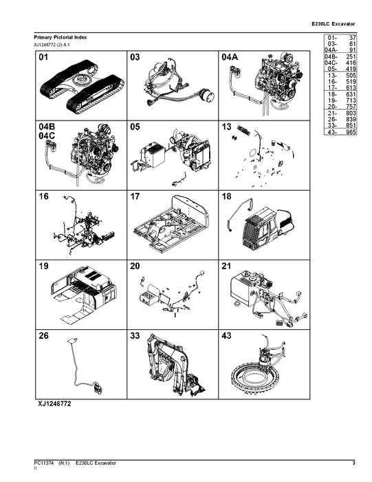 JOHN DEERE E230 E230LC BAGGER ERSATZTEILKATALOGHANDBUCH