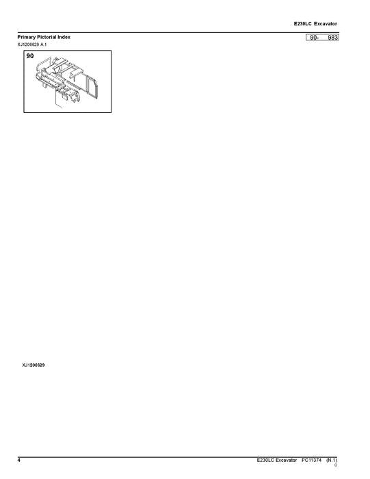 JOHN DEERE E230 E230LC EXCAVATOR  PARTS CATALOG MANUAL