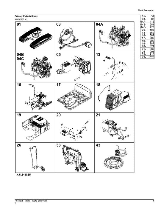 MANUEL DU CATALOGUE DES PIÈCES DÉTACHÉES DE L'EXCAVATRICE JOHN DEERE E240