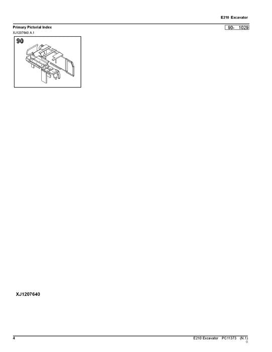 JOHN DEERE E210LC EXCAVATOR  PARTS CATALOG MANUAL