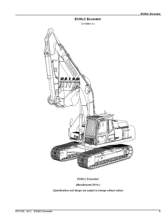 JOHN DEERE E330LC BAGGER-TEILEKATALOGHANDBUCH