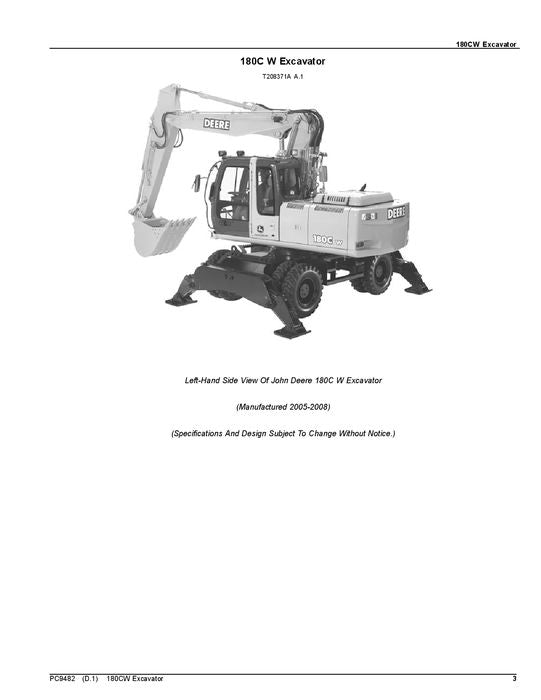 JOHN DEERE 180CW BAGGER-TEILEKATALOGHANDBUCH