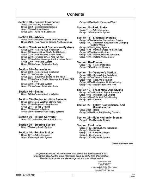 JOHN DEERE 410D 510D BACKHOE REPAIR SERVICE TECHNICAL MANUAL TM1513