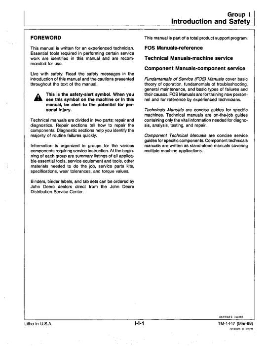 JOHN DEERE 610B 610C BACKHOE REPAIR SERVICE MANUAL