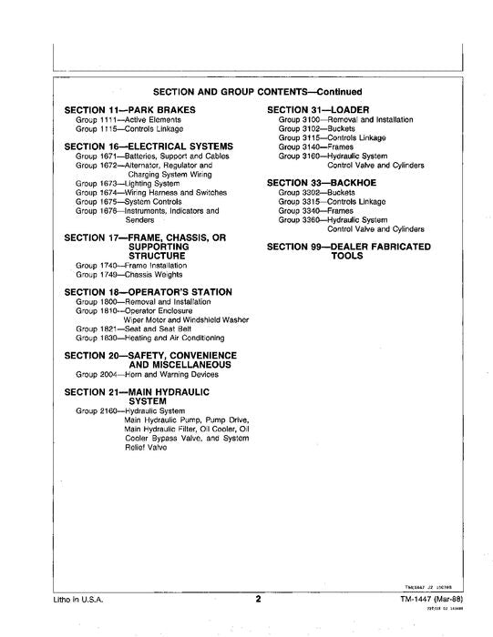 JOHN DEERE 610B 610C BACKHOE REPAIR SERVICE MANUAL