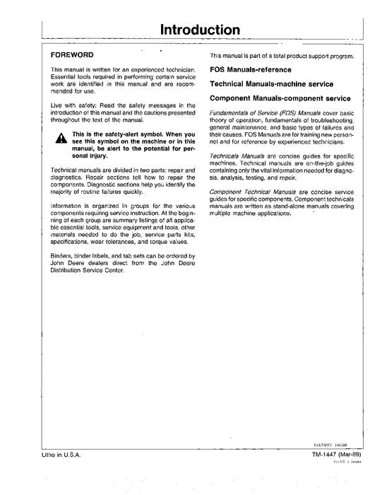 JOHN DEERE 610B 610C BACKHOE REPAIR SERVICE MANUAL