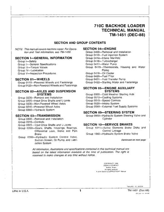 JOHN DEERE 710C BACKHOE REPAIR SERVICE MANUAL