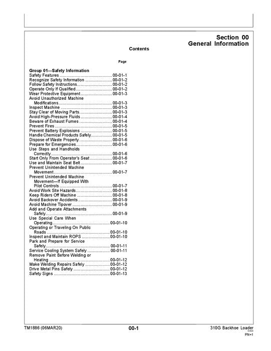 JOHN DEERE 315SG BACKHOE REPAIR SERVICE TECHNICAL MANUAL TM10226