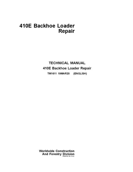 JOHN DEERE 410E  BACKHOE REPAIR SERVICE MANUAL