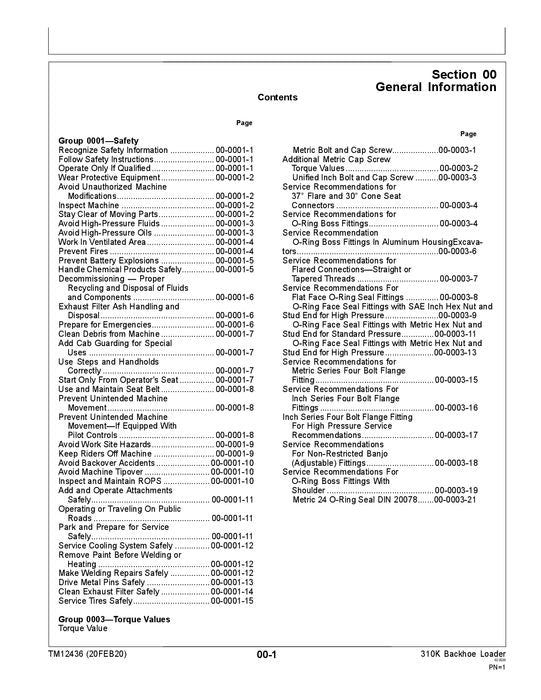 JONH DEERE 310K BACKHOE LOADER REPAIR SERVICE TECHNICAL MANUAL E219607- TM12436