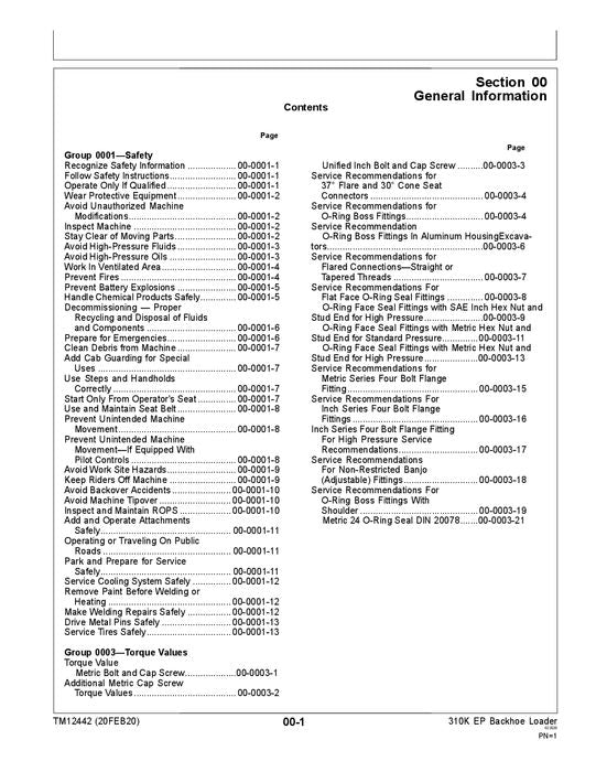 JONH DEERE 310K EP BACKHOE LOADER REPAIR SERVICE MANUAL