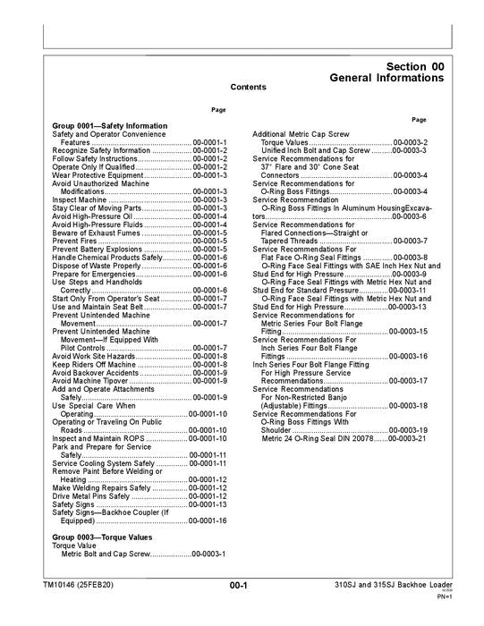 JONH DEERE 310SJ 315SJ BACKHOE LOADER REPAIR SERVICE MANUAL