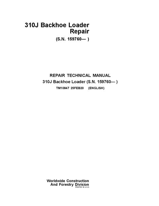 JONH DEERE 310J BACKHOE LOADER REPAIR SERVICE MANUAL #1