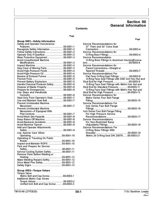 JONH DEERE 710J BAGGERLADER REPARATUR-SERVICEHANDBUCH Nr. 1