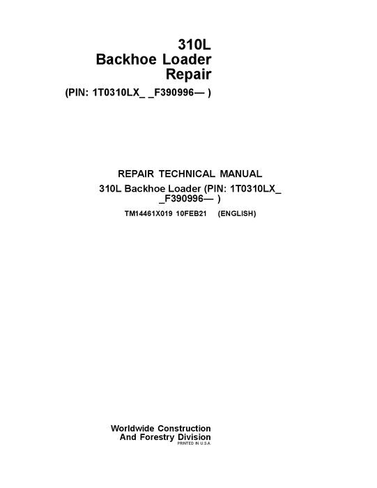 JONH DEERE 310L BACKHOE LOADER REPAIR SERVICE MANUAL #1