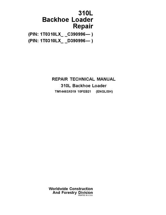 JONH DEERE 310L BAGGERLADER REPARATUR-SERVICEHANDBUCH Nr. 2