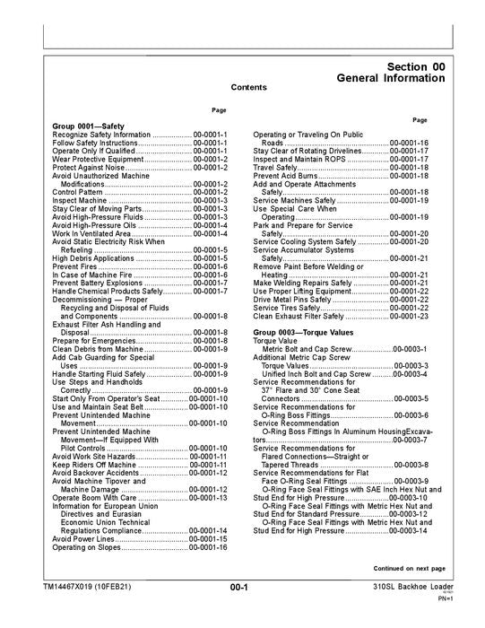 JONH DEERE 310SL BACKHOE LOADER REPAIR SERVICE MANUAL F390996—