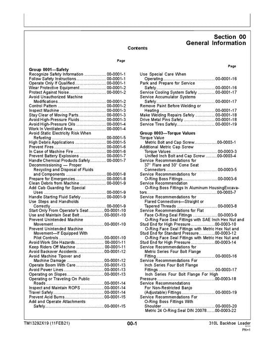 JONH DEERE 310L BAGGERLADER REPARATUR-SERVICEHANDBUCH Nr. 4