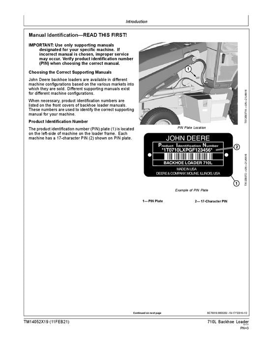 JONH DEERE 710L BACKHOE LOADER REPAIR SERVICE MANUAL #2