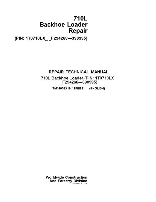 JONH DEERE 710L BAGGERLADER REPARATUR-SERVICEHANDBUCH Nr. 2