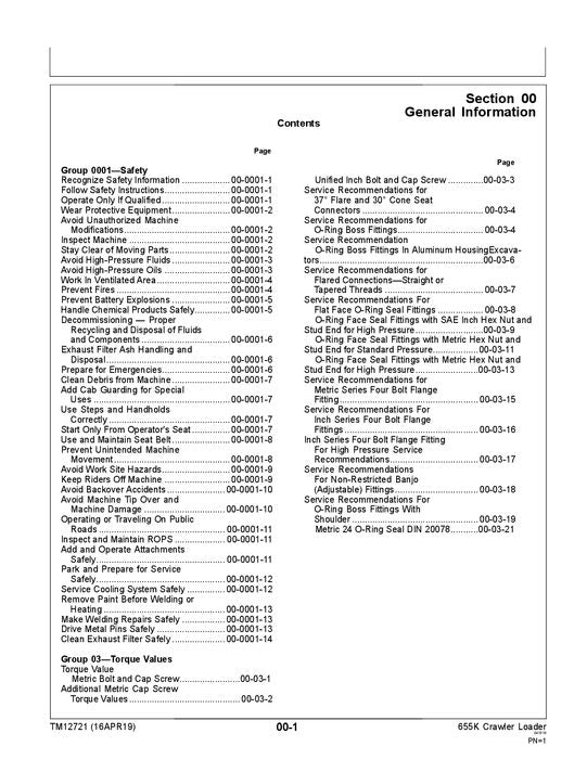 JOHN DEERE 655K CRAWLER LOADER REPAIR SERVICE MANUAL #1