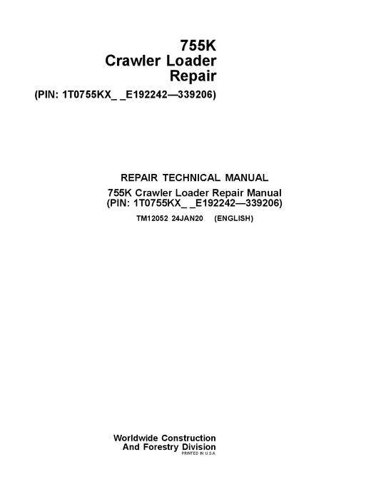 JOHN DEERE 755K RAUPENLADER REPARATUR-SERVICEHANDBUCH Nr. 2