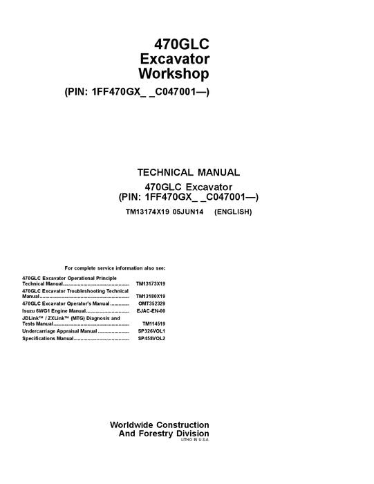 JOHN DEERE 470GLC BAGGER REPARATUR-SERVICEHANDBUCH Nr. 1